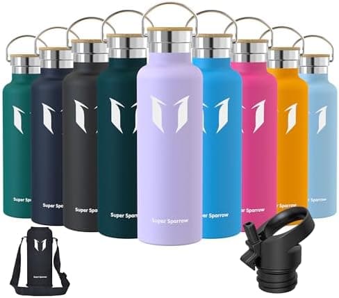 Super Sparrow Trinkflasche Edelstahl - Auslaufsicher Thermoskanne - Kinder für Sprudel, Sport, Schule, Fitness - 500ml -