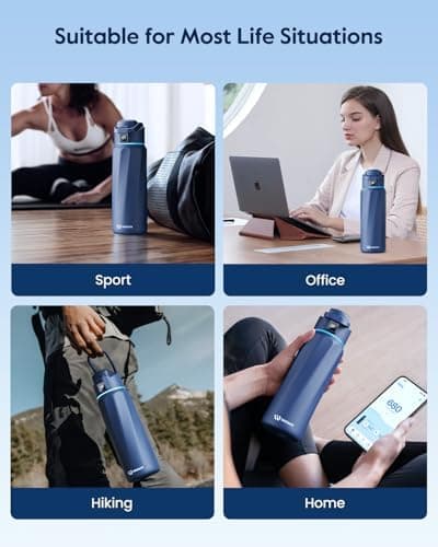 WATERH Boost Smart-Wasserflasche für Geschenke - mit Erinnerungsfunktion & Wasserspender, Edelstahl, 907 ml, Hochglanzsc