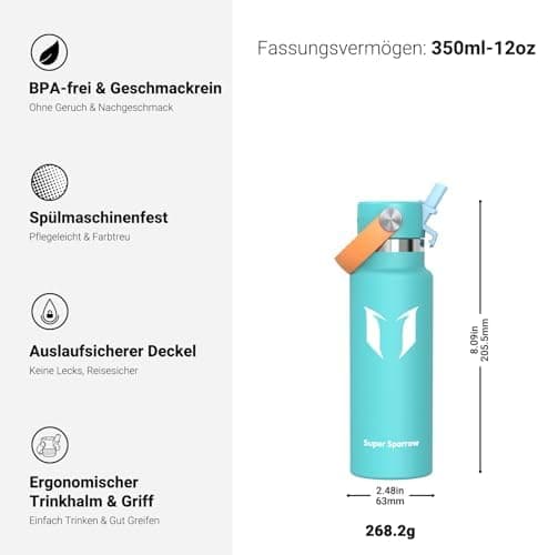 Super Sparrow Thermobecher für Sport und Outdoor - 500ml, 750ml - BPA-Frei, ClimatePartner certified - FlipFlow Trinkfla