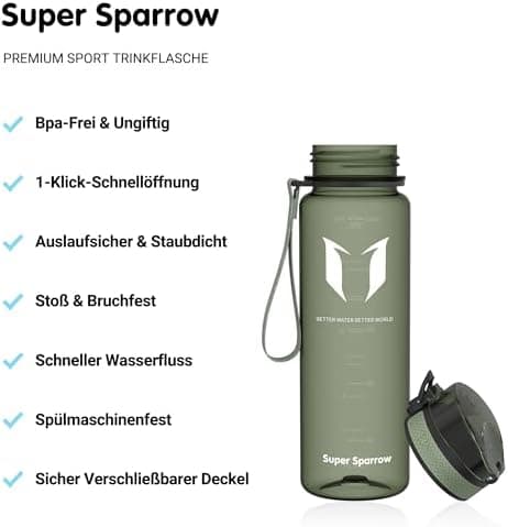 Super Sparrow BPA-frei Wasserflasche - 500ml - Ideale für Sport und Outdoor - Nachhaltig ClimatePartner certified