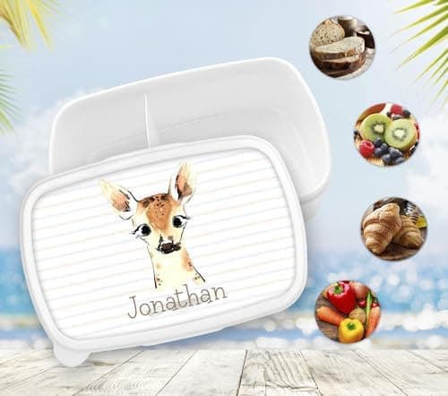 Timalo® Brotdose Kinder mit Namen | Personalisierte Bento Lunchbox für Jungen & Mädchen | Kindergarten & Schule Motiv Ti