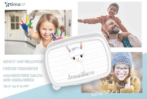 Timalo® Brotdose Kinder mit Namen | Personalisierte Bento Lunchbox für Jungen & Mädchen | Kindergarten & Schule Motiv Ti