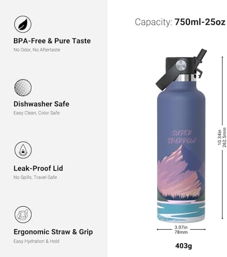 Super Sparrow Thermobecher für Sport und Outdoor - 500ml, 750ml - BPA-Frei, ClimatePartner certified - FlipFlow Trinkfla