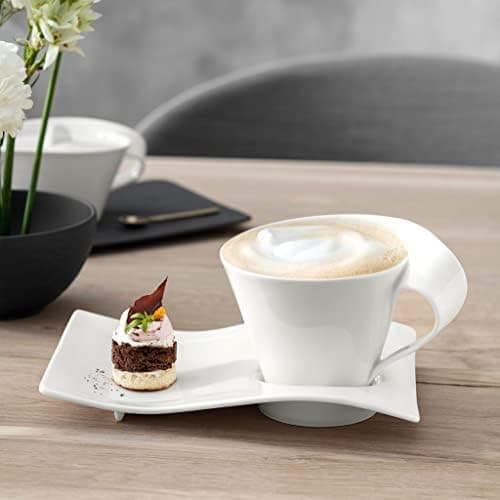 Villeroy & Boch Newwave Caffè Geschirr - Weiß, Premium Porzellan, Spülmaschinenfest, Mikrowellensicher, 300 ML Heißgeträ