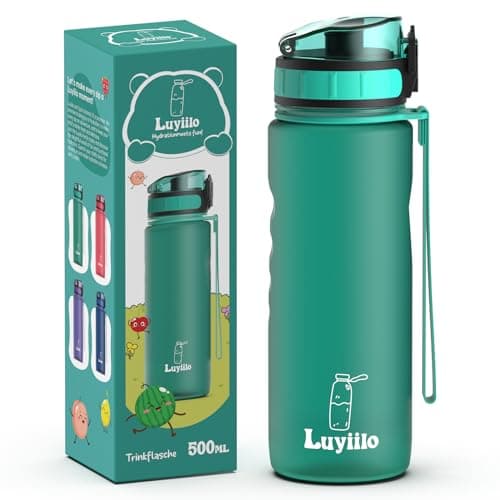 Luyiilo Kinder Trinkflasche Auslaufsicher für Schule und Fitnessstudio (500ml - Blau)