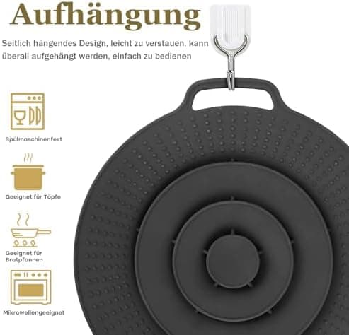 Überkochschutz & Spritzschutz aus Silikon für Universelle Topfdeckel – Kochen und Kochtiegel – BPA-frei, hitzebeständig