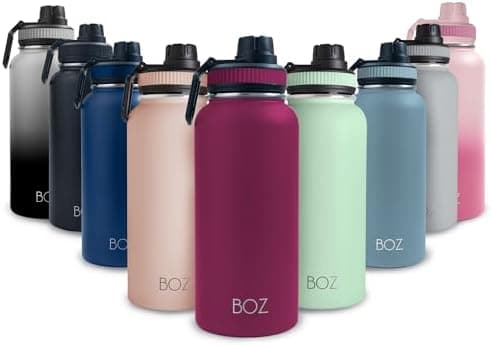 BOZ Ersatzdeckel für Trinkflasche - Strohhalm & Schraubverschluss - schwarz