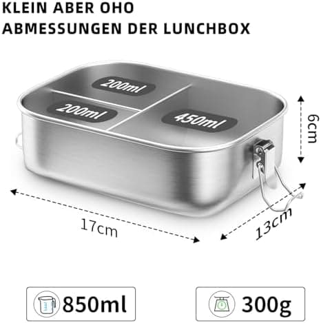 REKITA Edelstahl Brotdose Kind er mit Fächern - Personalisierte Lunchbox für Schule, Ausflüge und Jausen, 850ML Vesperdo