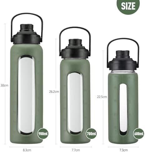 BLUEGO Glaswasserflasche 900ml BPA-frei für Outdoor Aktivitäten
| CADRES Glasbecher mit Zeitmarkierung und Silikonschut