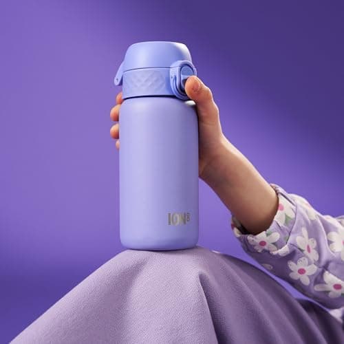 ion8 Kinder Trinkflasche Edelstahl 400ml Nicht Isoliert Sichere Verriegelung Spülmaschinenfest Klappdeckel Leicht zu Rei