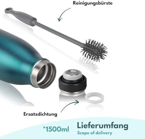 Milu Edelstahl Trinkflasche für Erwachsene – 750ml Isolierflasche zum Tragen – auslaufsicher, Kohlensäuregerecht inkl. R