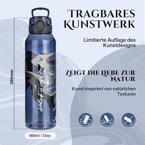 UZSPACE Kinder Trinkflasche 600ml - Sportlich, Auslaufsicher & Spülmaschinenfest zur Schule und Outdoor aktivarten für M