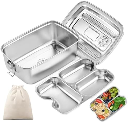 Kinder Brotdose WuGU 5-Fach Auslauf Sicher 1300 ml Grüne Lunchbox für Schule und Ausflüge