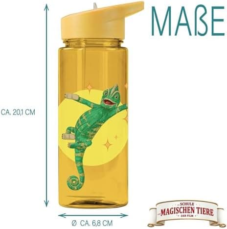 AWAVE Schule Magische Tiere Trinkflasche Kinder Edelstahl 380ml Blau Kohlensäure geeignet Thermosflasche Juri Einhandöff