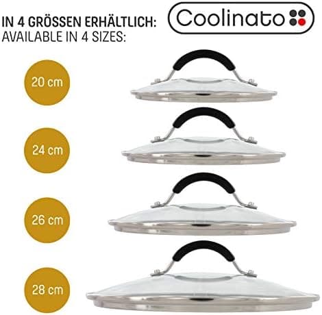 Coolinato Backofenfester Glasdeckel 26cm für Töpfe und Pfannen
| Coolinato Silikongriff Glasdeckel 26cm komplett backof