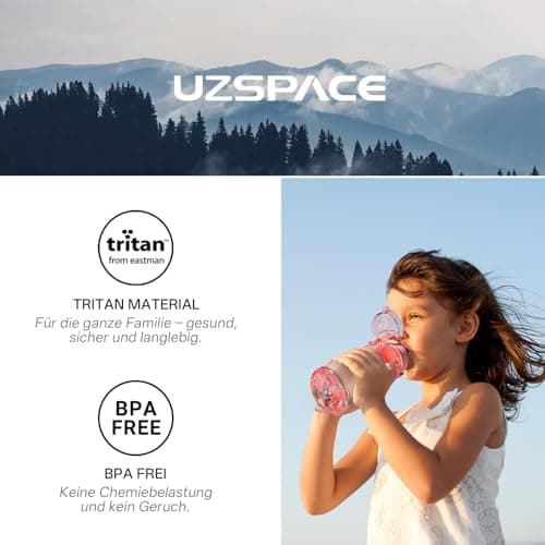 UZSPACE Kinder Trinkflasche 600ml - Sportlich, Auslaufsicher & Spülmaschinenfest zur Schule und Outdoor aktivarten für M