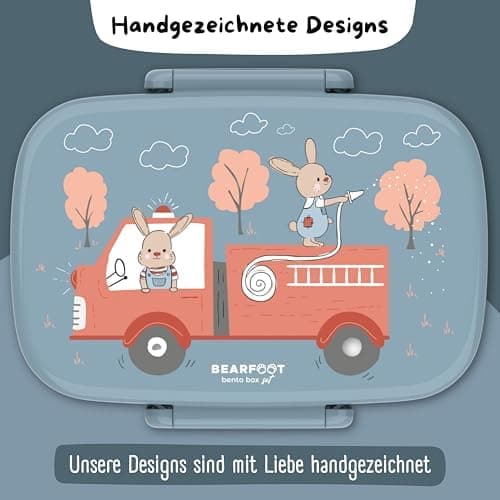 Bearfoot Brotdose Kinder BPAfrei mit Fächern Lunchbox für Mädchen & Jungen