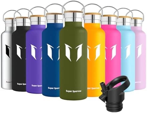 Super Sparrow Trinkflasche Edelstahl - Auslaufsicher Thermoskanne - Kinder für Sprudel, Sport, Schule, Fitness - 500ml -