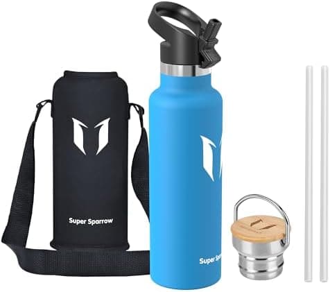 Super Sparrow Trinkflasche Edelstahl - Auslaufsicher Thermoskanne - Kinder für Sprudel, Sport, Schule, Fitness - 500ml -