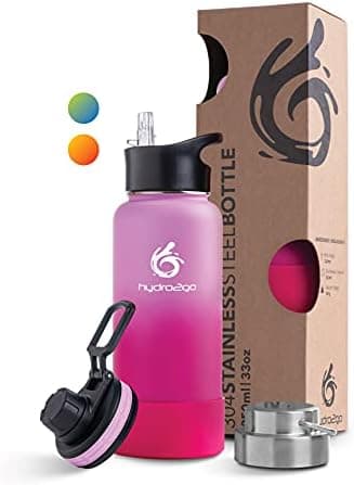 hydro2go Edelstahl Trinkflasche Mit Strohhalm, Bpa-Frei, Isolierflasche Für Kinder, Sport & Outdoor, 12h Heiß 24h Kalt H
