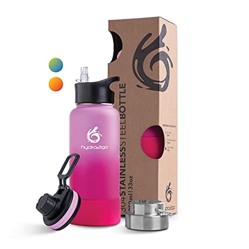 hydro2go Edelstahl Trinkflasche Mit Strohhalm, Bpa-Frei, Isolierflasche Für Kinder, Sport & Outdoor, 12h Heiß 24h Kalt H