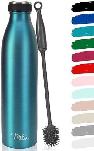 Milu Edelstahl Trinkflasche für Erwachsene – 750ml Isolierflasche zum Tragen – auslaufsicher, Kohlensäuregerecht inkl. R