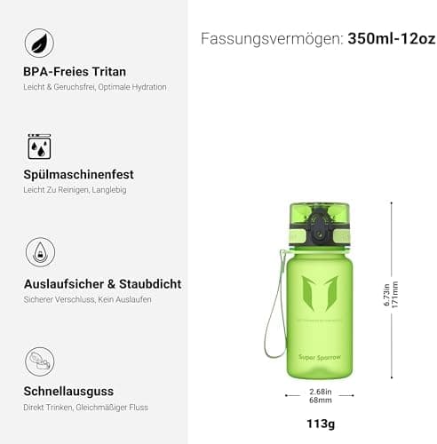 Super Sparrow BPA-frei Wasserflasche - 500ml - Ideale für Sport und Outdoor - Nachhaltig ClimatePartner certified