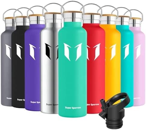 Super Sparrow Trinkflasche Edelstahl - Auslaufsicher Thermoskanne - Kinder für Sprudel, Sport, Schule, Fitness - 500ml -