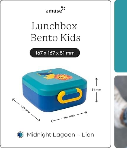 Amuse Rikko Kinder Lunchbox Animal Parade | Bento Box mit 2 Snackboxen & Trennwand | Brotdose für Kindergarten & Schule