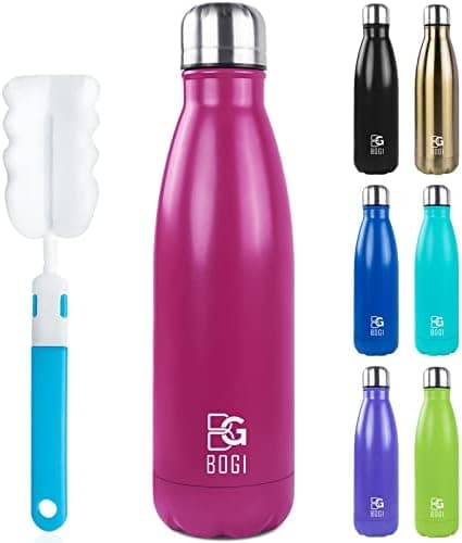 BOGI Doppelwandige Thermosflasche Edelstahl Trinkflasche Kinder Trinkflasche Schule Himmelblau Pink
