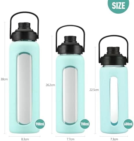 BLUEGO Glaswasserflasche 900ml BPA-frei für Outdoor Aktivitäten
| CADRES Glasbecher mit Zeitmarkierung und Silikonschut