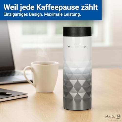 Thermobecher personalisiert 450 ml - auslaufsicherer Edelstahl to go Becher - Kaffeebecher für Büro, Auto und Uni - hält