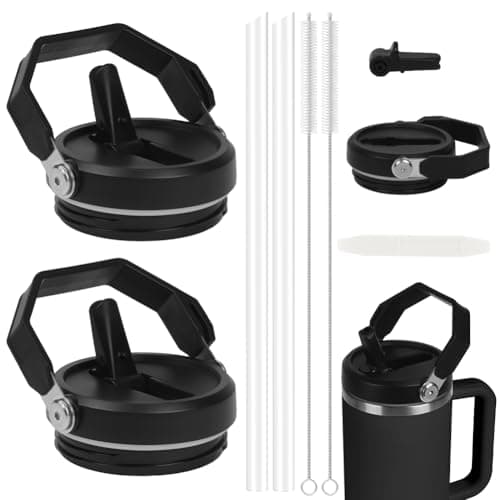 Ersatzdeckel für Stanley Cup 40oz Becher, 2 Stück Wiederverwendbar, Staubdicht mit Strohhalmen