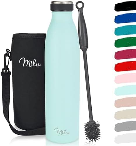 Milu Edelstahl Trinkflasche für Erwachsene – 750ml Isolierflasche zum Tragen – auslaufsicher, Kohlensäuregerecht inkl. R