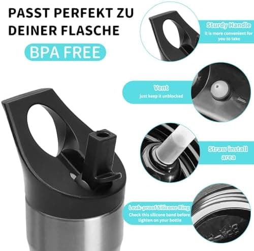 Trinkflasche strohhalm Ersatz-Deckel Set Edelstahl 500ml 750ml 1000ml
