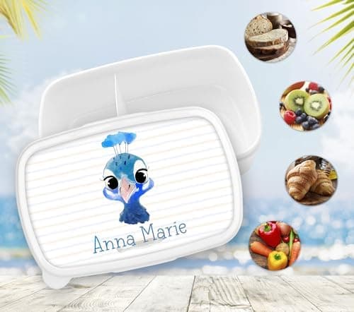 Timalo® Brotdose Kinder mit Namen | Personalisierte Bento Lunchbox für Jungen & Mädchen | Kindergarten & Schule Motiv Ti