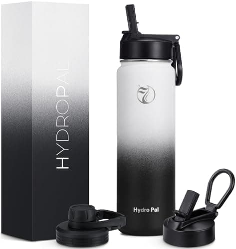 HydroPal Edelstahl Trinkflasche - Isolierte Flasche mit Strohhalm & 2 Deckeln, Auslaufsichere Isolierung für Sport, 500m