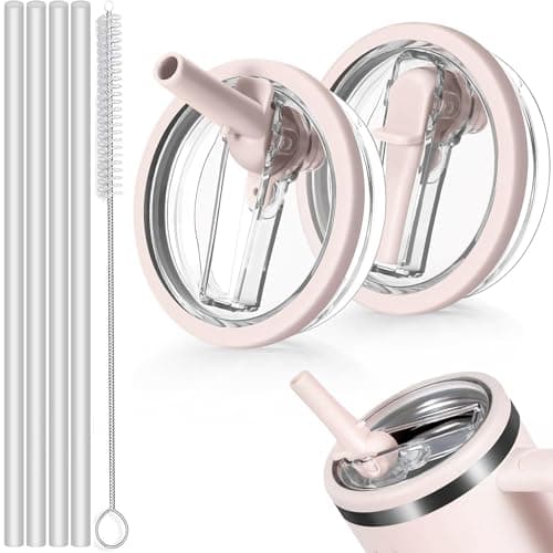 Sunshine Smile - Auslaufsicherer Ersatzdeckel für Stanley Cup Becher 40oz + 4 Trinkhalme + Strohhalm Bürste | Für Zubeah
