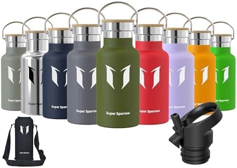 Super Sparrow Trinkflasche Edelstahl - Auslaufsicher Thermoskanne - Kinder für Sprudel, Sport, Schule, Fitness - 500ml -