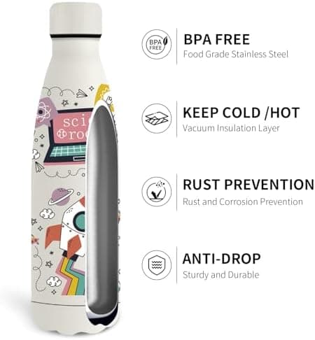 Grsta Trinkflasche 500ml, BPA-freie Edelstahlflasche für Kinder, ideale Wasserspeicherung bei Kalt&warm