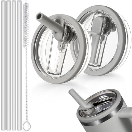 Sunshine Smile - Auslaufsicherer Ersatzdeckel für Stanley Cup Becher 40oz + 4 Trinkhalme + Strohhalm Bürste | Für Zubeah