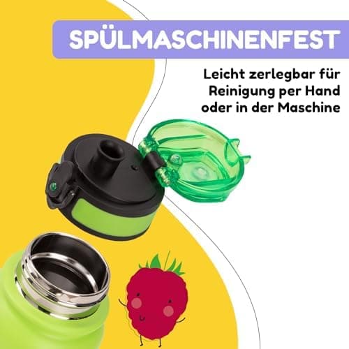 schmatzfatz Thermosflasche Kinder Auslaufsicher Wassertierzucht 550ml Edelstahl-Trinkflasche Thermo für Schule & Kinderg