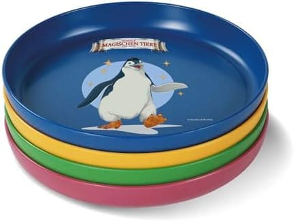 AWAVE Die Schule der Magischen Tiere Kinder Teller Set 4-teilig 18,5 cm rPET Geschirr ohne Melamin für Jüngste Rabe Henr