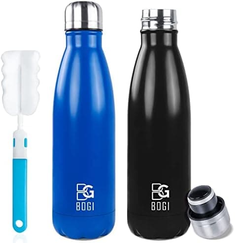 BOGI Doppelwandige Thermosflasche Edelstahl Trinkflasche Kinder Trinkflasche Schule Himmelblau Pink