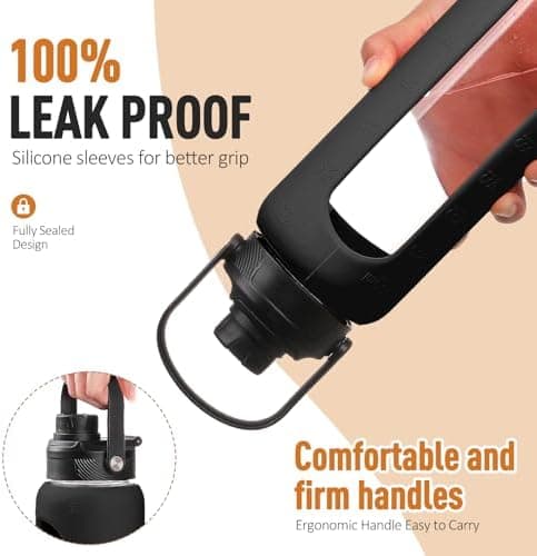 BLUEGO Glaswasserflasche 900ml BPA-frei für Outdoor Aktivitäten
| CADRES Glasbecher mit Zeitmarkierung und Silikonschut