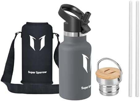 Super Sparrow Trinkflasche Edelstahl - Auslaufsicher Thermoskanne - Kinder für Sprudel, Sport, Schule, Fitness - 500ml -