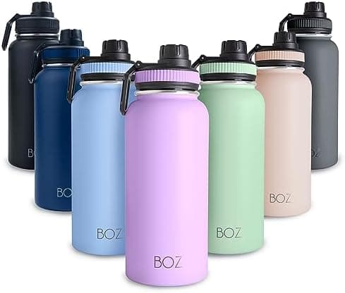 BOZ Ersatzdeckel für Trinkflasche - Strohhalm & Schraubverschluss - schwarz