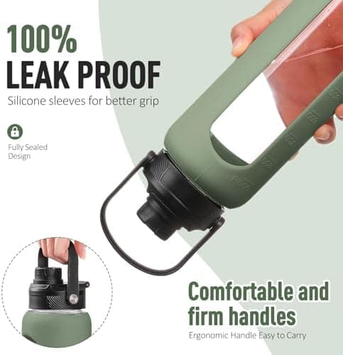 BLUEGO Glaswasserflasche 900ml BPA-frei für Outdoor Aktivitäten
| CADRES Glasbecher mit Zeitmarkierung und Silikonschut