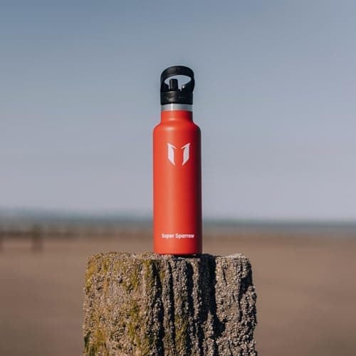 Super Sparrow Trinkflasche Edelstahl - Auslaufsicher Thermoskanne - Kinder für Sprudel, Sport, Schule, Fitness - 500ml -