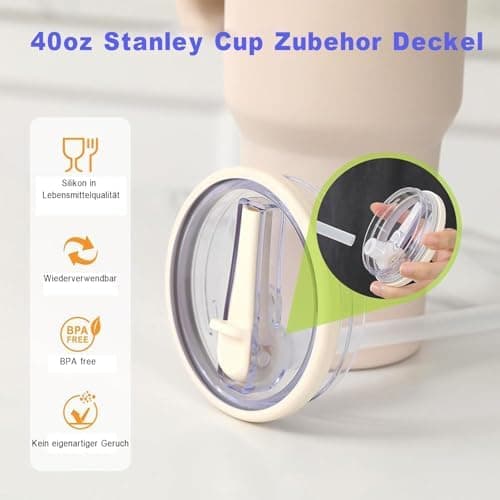 Wiederverwendbare Ersatzdeckel für 40oz Becher | Auslaufsichere Tumbler Abdeckungen | Stanley Cup Zubehör (Beige 2pcs)